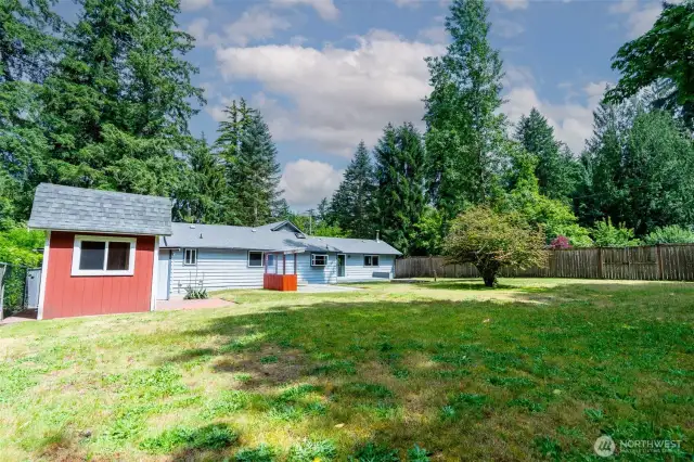 Separate storage shed off the attached storage area in garage.