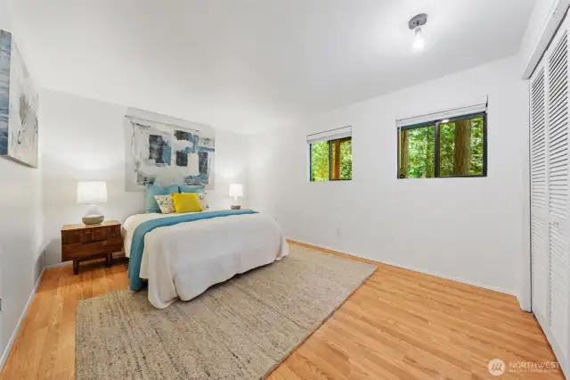 Bedroom #3: Freshly painted, spacious, and serene—enjoys a peaceful view and a versatile layout, perfect for guests, hobbies, or quiet relaxation.