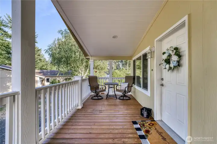 Enjoy your morning coffee on your covered front deck!