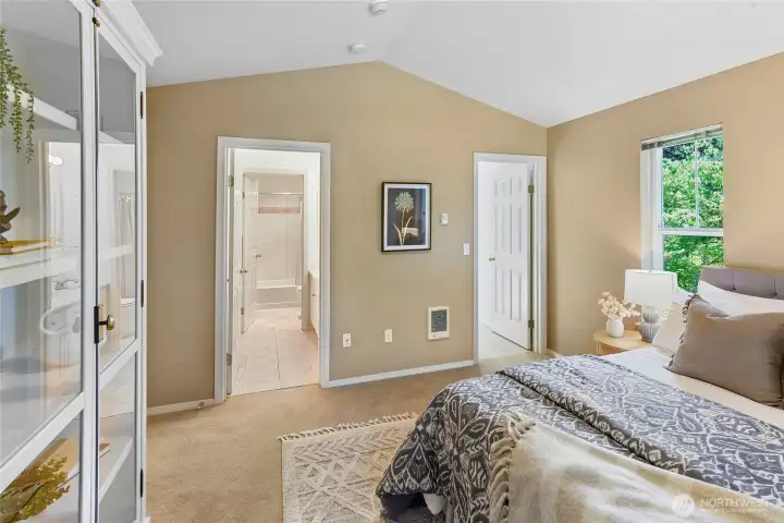 Room 2 of three upstairs. Door on left leads to jack and jill full bath. Door on right is to spacious walk-in closet
