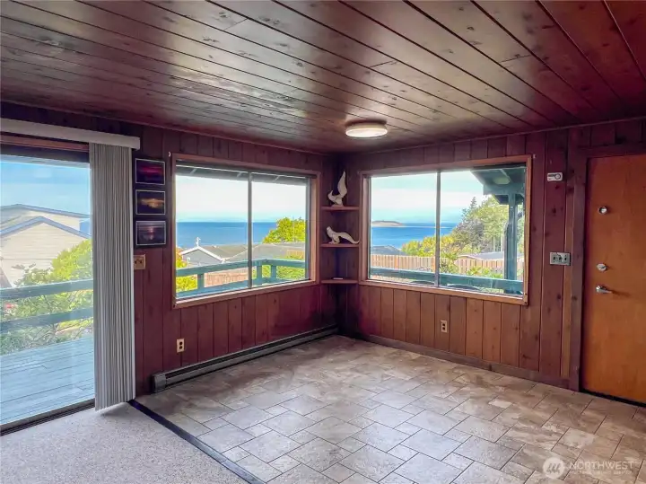 Entry is on the right, dining area