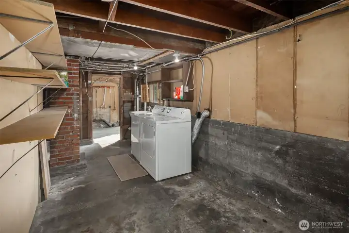 Basement laundry room.