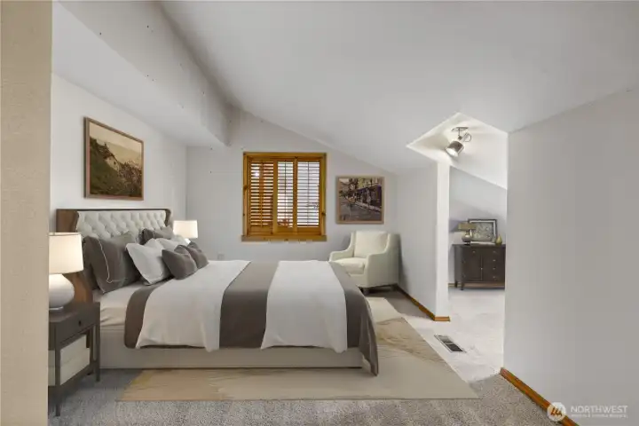 Virtually staged Bedroom
