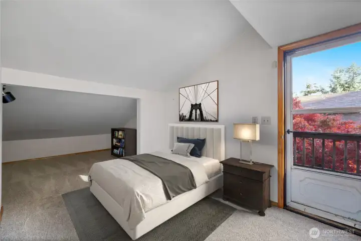 Virtually staged Bedroom