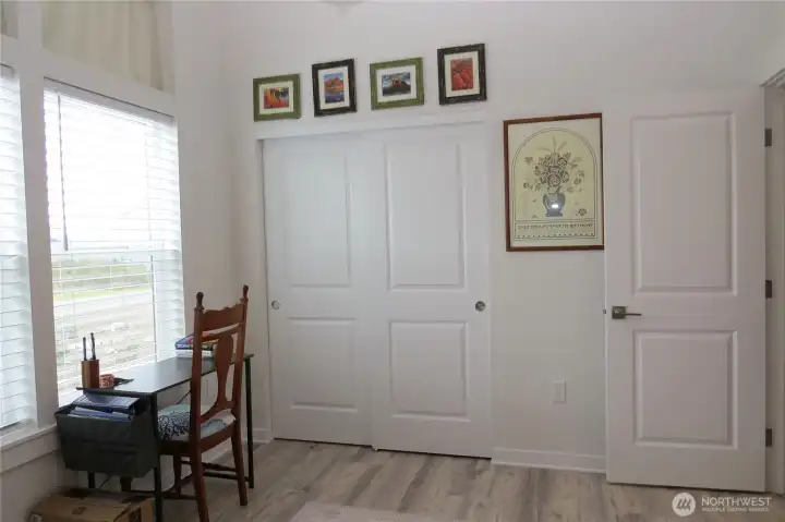 Another view of the guest room showing the large closet for storage!