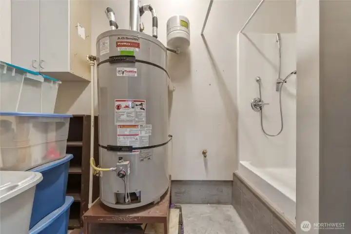 Dog shower in garage