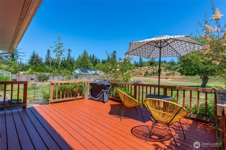 Large Back Deck Overlooking the Compact Farm Large Back Deck Overlooking the Compact Farm