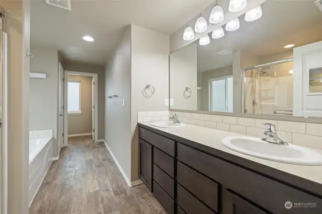 Primary Bathroom - Dual Sinks & Step-in Shower