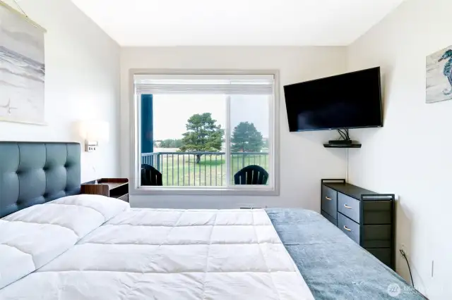 Primary unit bedroom with view