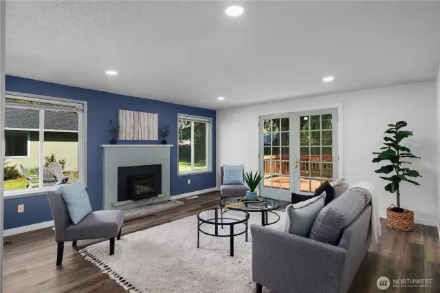 New lighting and paints - Wood Stove Insert - French Doors to the deck!