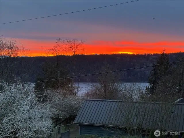 Vivid lake Washington sunsets from your deck