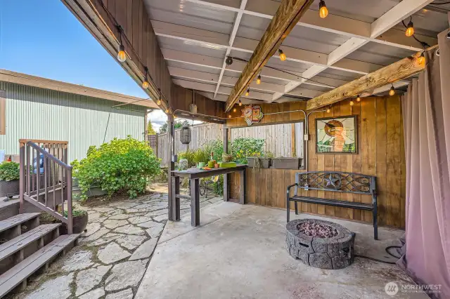 Backyard cabana for gathering and gardening