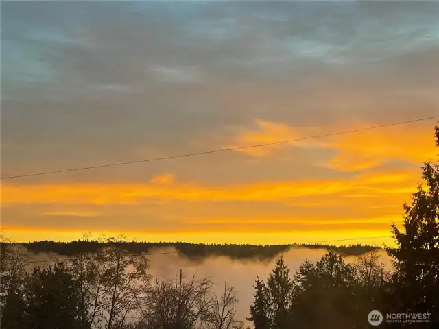 A sunrise view from the deck