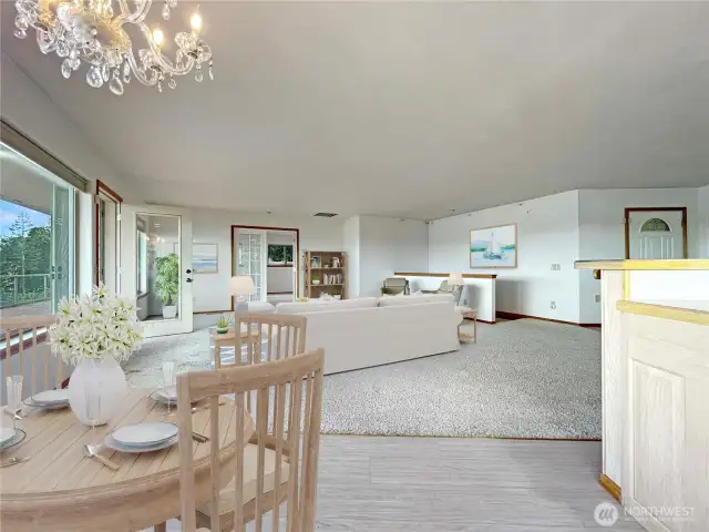 virtually staged living/dining/Kitchen