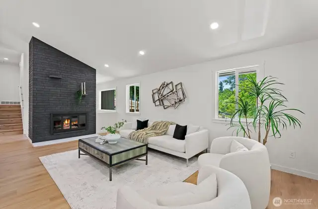 Stunning floor-to-ceiling fireplace