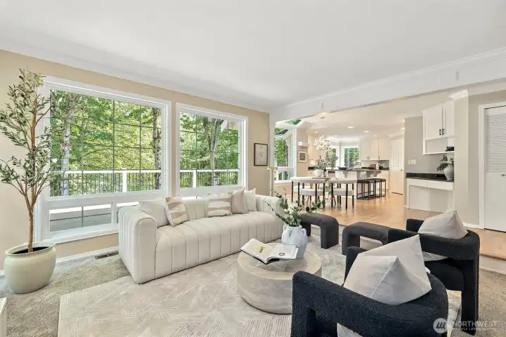 Family Room with oversized windows