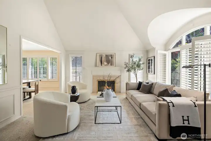 Living Room with wood burning fireplace
