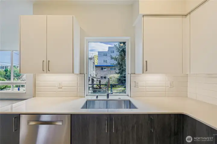 Undermount sink for aesthetics and easy cleaning