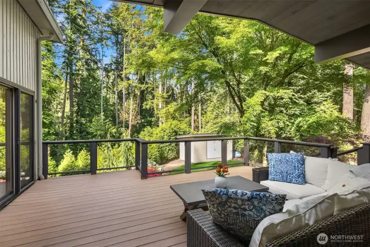 Wonderful entertaining deck outside living and dinning rooms.