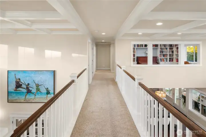 View to 3rd and 4th secondary bedrooms along with Library and 1st of 2 Laudry Rooms