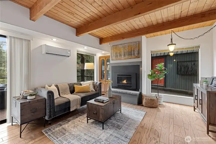 Cozy living room with propane fireplace