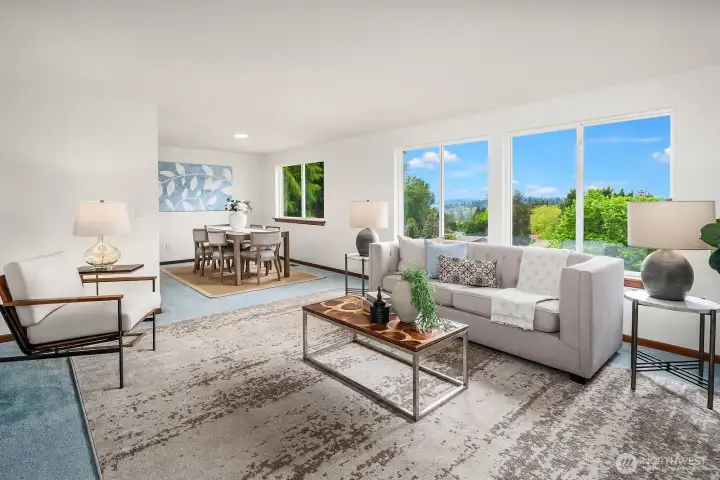 Living room with beautiful view.