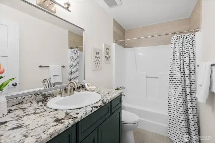 Main bathroom with updated vanity