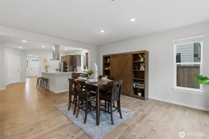 So much room in the dining room.  You could even put a grand piano in, if you are a piano player or aspiring one.