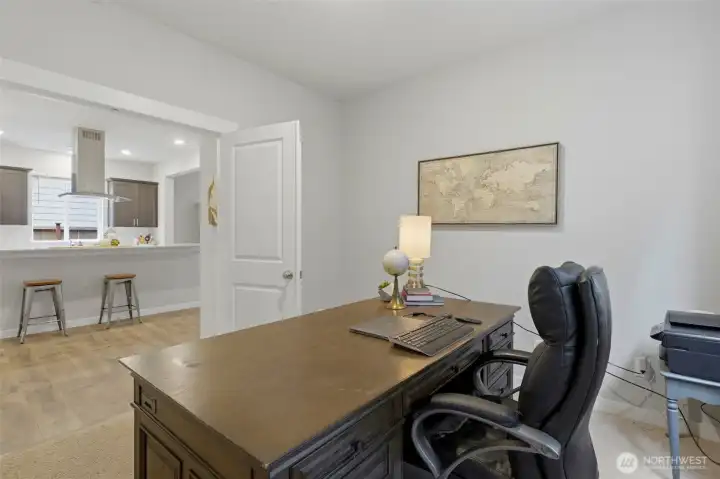 The office has double doors - if you have a messy office, just shut them.  Otherwise, with the doors open, you can also be part of the conversation!
