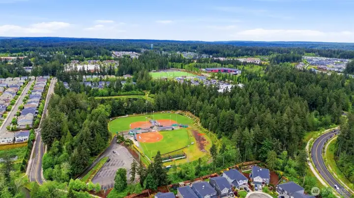 The Little League baseball fields are so close!