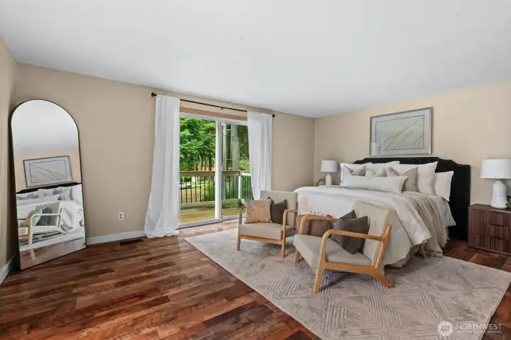 primary bedroom with private balcony