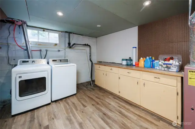 Laundry room and workshop area.