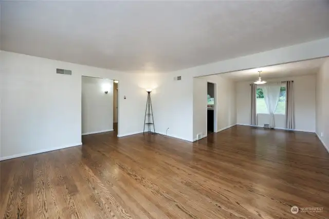 Living room looking into the dining room.