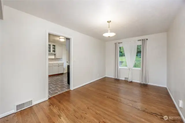 Spacious dining room adjacent to the kitchen.