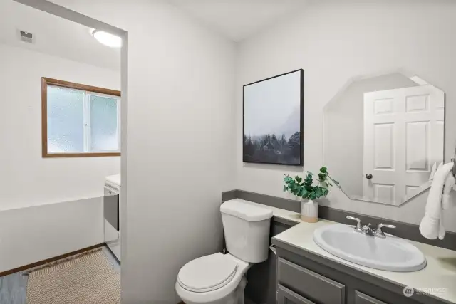 Downstairs powder room and laundry room