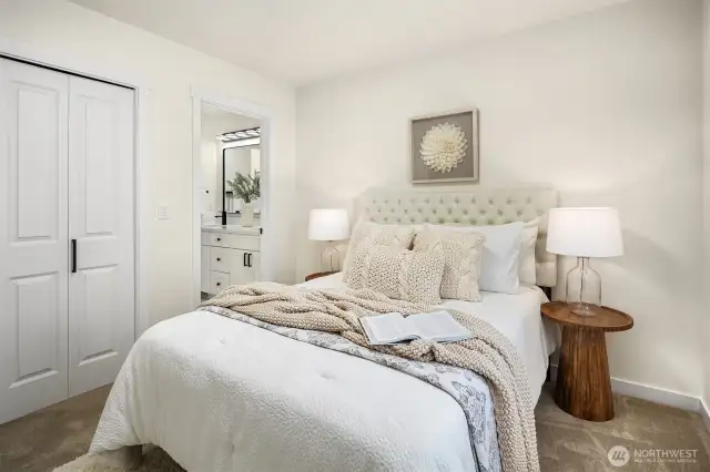 Bedroom with access to bathroom.