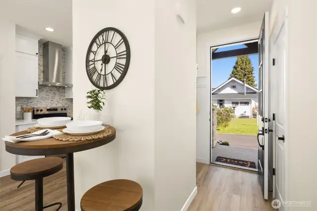 Front door flows into main living space.