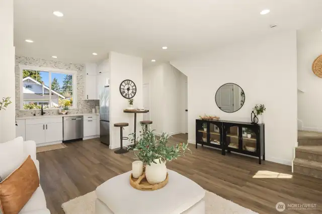 Natural light flowing through the open concept living space.