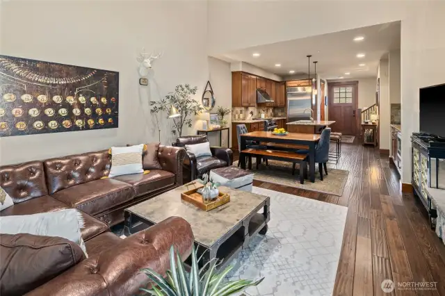 The beautiful engineered hardwood floors were installed in 2020.
