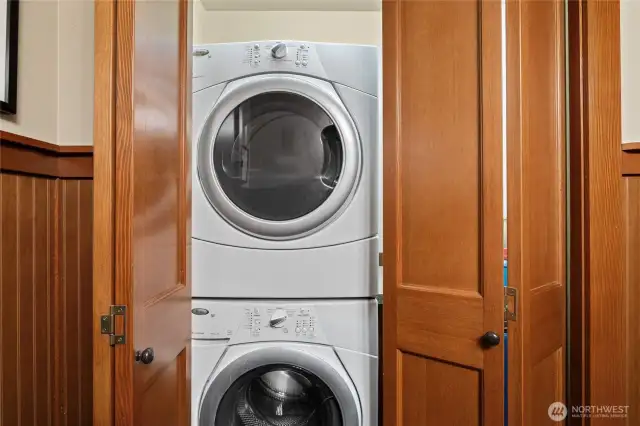 The stackable washer and dryer is included.