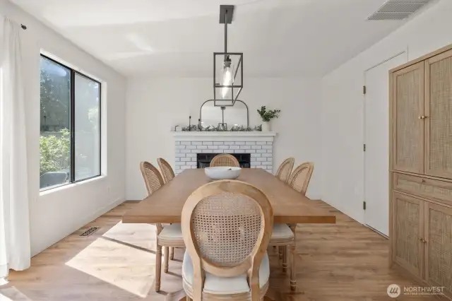 A great use of space as a dining area, and could also be another living room.