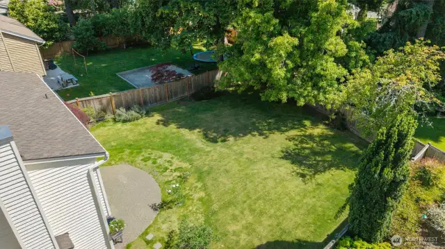 Large, fully-fenced backyard.