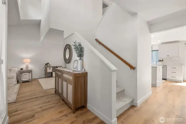 Front Entryway, to the right is the kitchen, to the left is the living room.