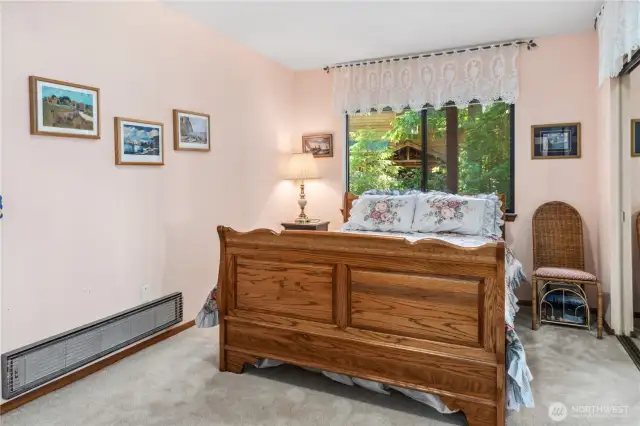 Main floor bedroom is large enough to be used as a primary bedroom.
