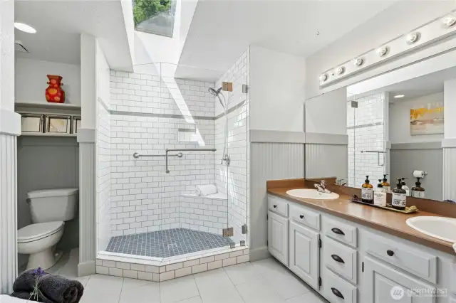 Skylights throughout!  Updated main bath
