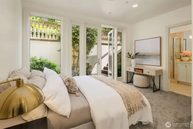 Downstair bedroom suite with door opens to terrace