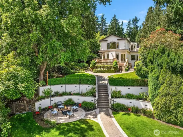 Landscape is just as charming as the interior with curvy pathways and well arranged lighting