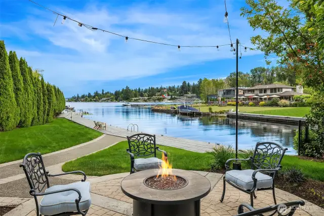 Firepit in front of lake