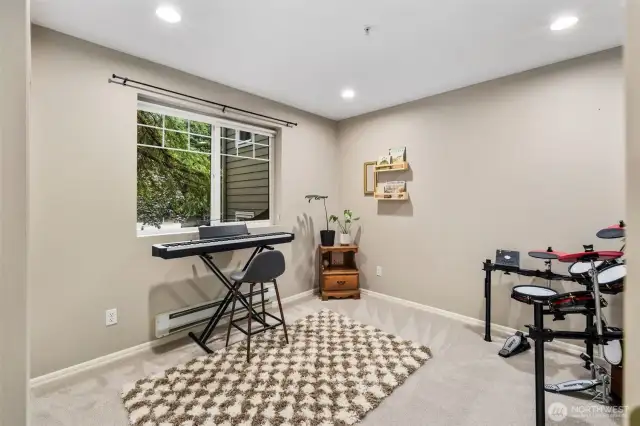 Second bedroom being used as a music room