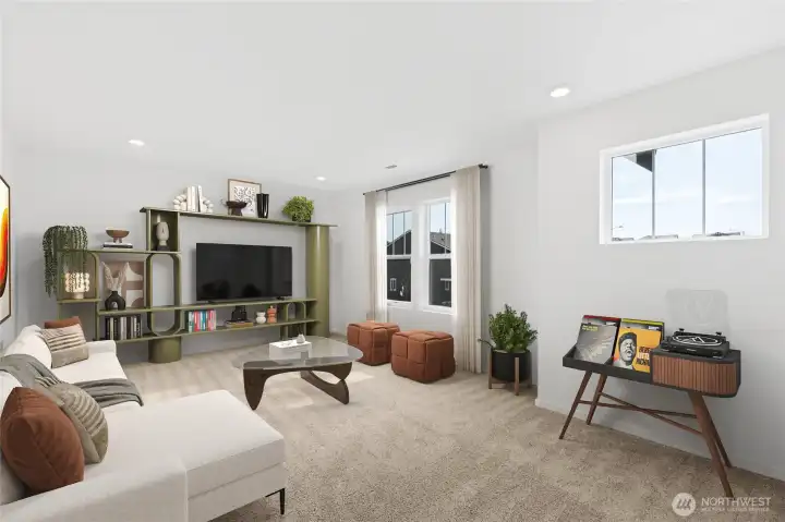 Bonus room for a gameroom or movie room setup! Pictures are for representational purposes only, colors and features may vary.